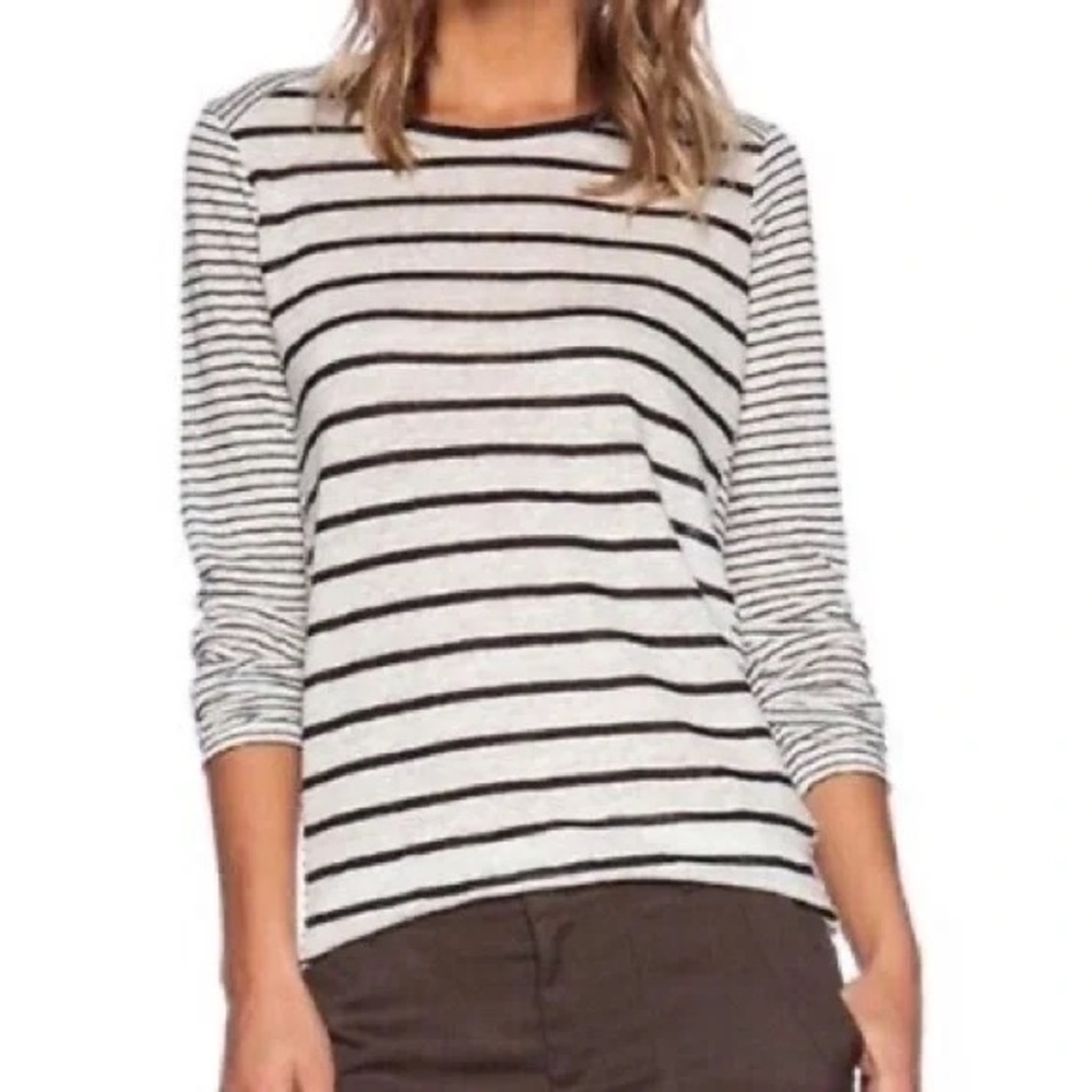 Vince: Linen Long-Sleeve T-Shirt in Size S